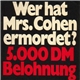 Various - Wer Hat Mrs. Cohen Ermordet? 5.000 DM Belohnung